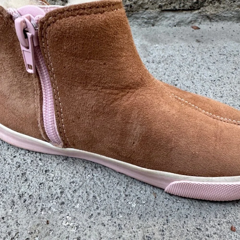 SEE KAI RUN Kassidy Shearling Boots Girls 12 Brown Zip Winter Boot Elastic Sides